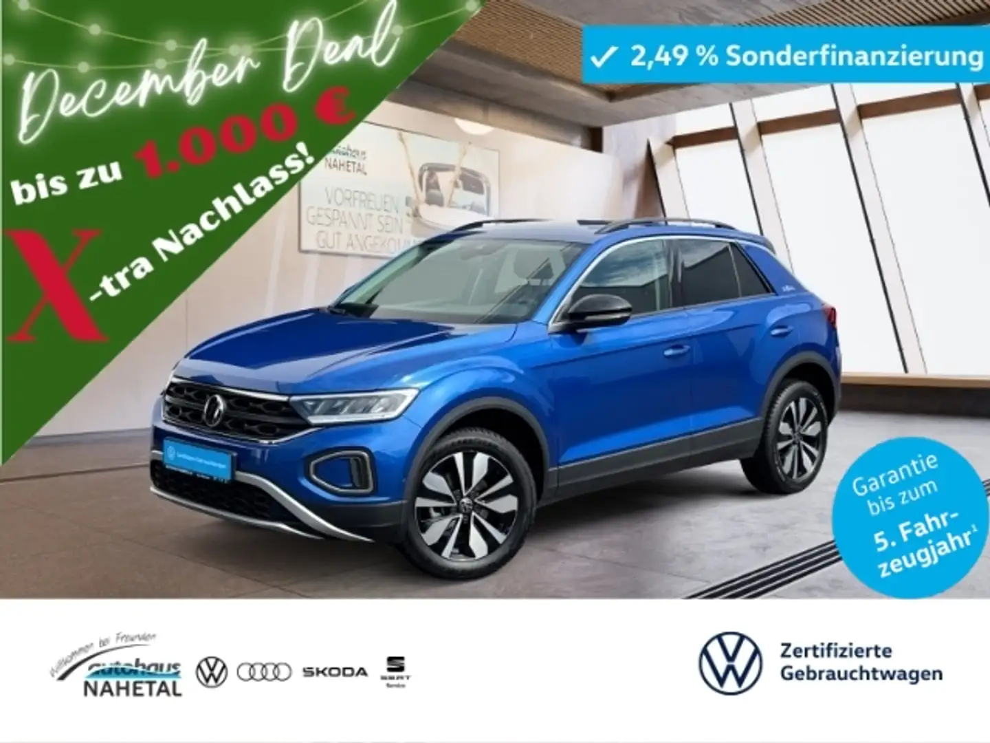 Volkswagen T-Roc 1.0TSI Goal LED NAVI 17'' ACC TRAVEL ASS.  SIDE AS Blau - 1