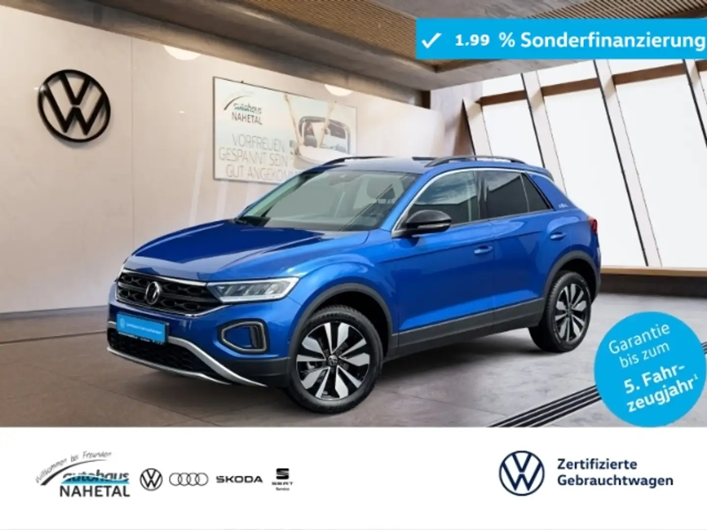 Volkswagen T-Roc 1.0TSI Goal LED NAVI 17'' ACC TRAVEL ASS.  SIDE AS Blau - 1