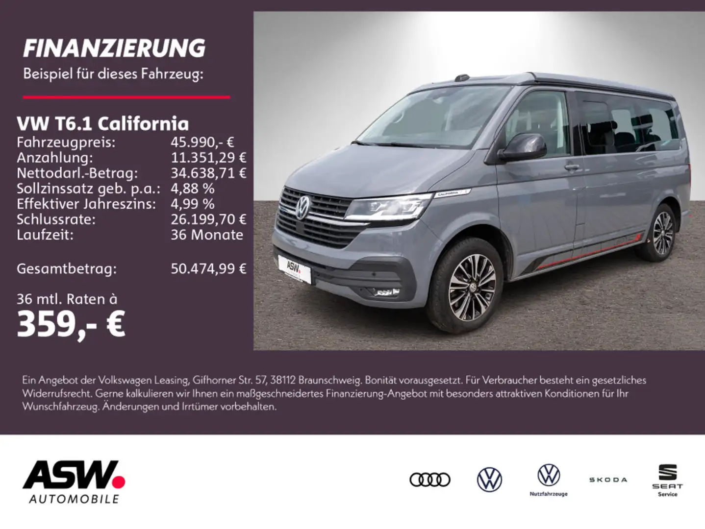 Volkswagen T6.1 California Beach 2.0TDI DSG LED Nav RFK AHK Grijs - 1