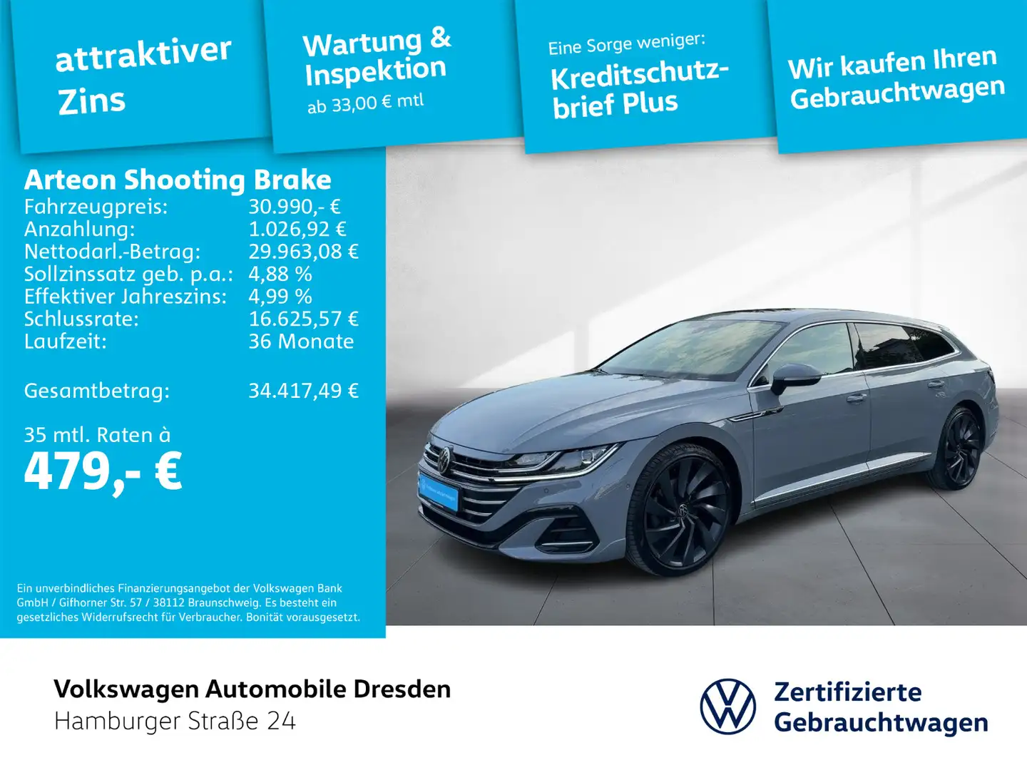 Volkswagen Arteon R-Line 2.0 TSI DSG IQ DCC Grau - 1