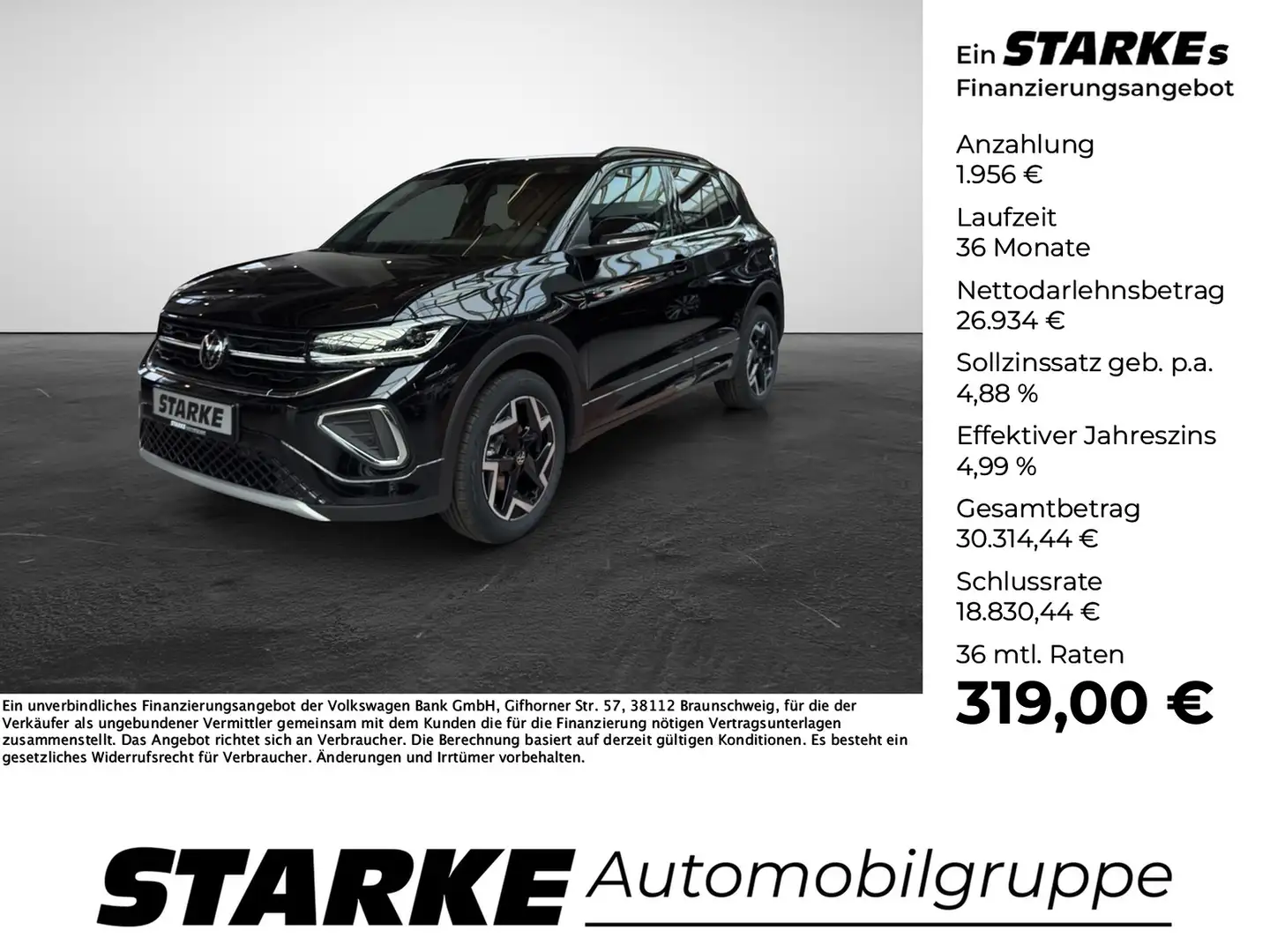 Volkswagen T-Cross 1.0 TSI DSG R-Line Schwarz - 1