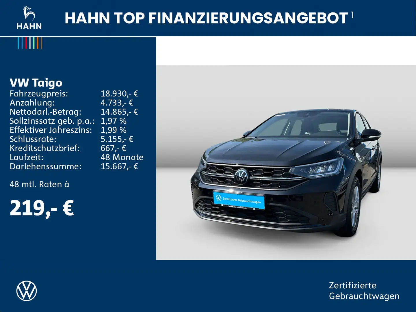 Volkswagen Taigo 1.0TSI LED Sitzh App-Con PDC Virtual DAB Noir - 2