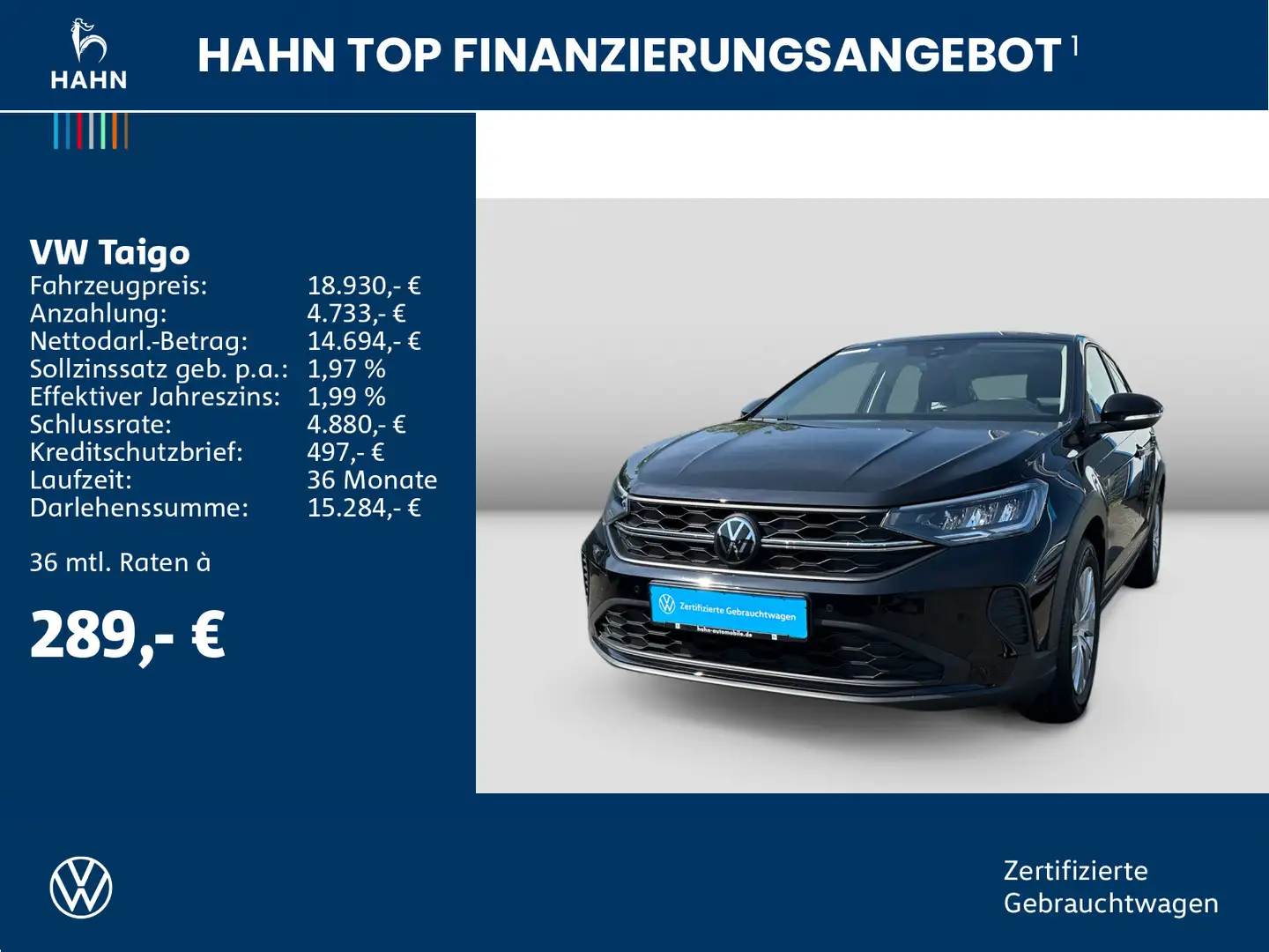 Volkswagen Taigo 1.0TSI LED Sitzh App-Con PDC Virtual DAB Schwarz - 2