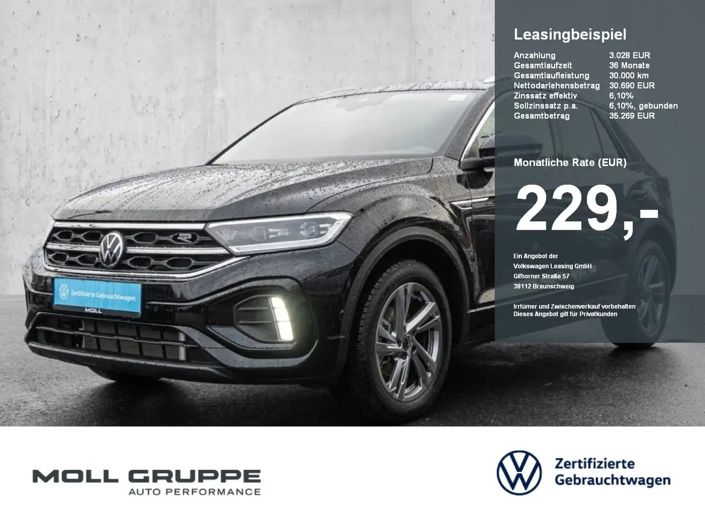 Volkswagen T-Roc 1.5 TSI DSG R-Line LED NAVI KAMERA AHK Schwarz - 1