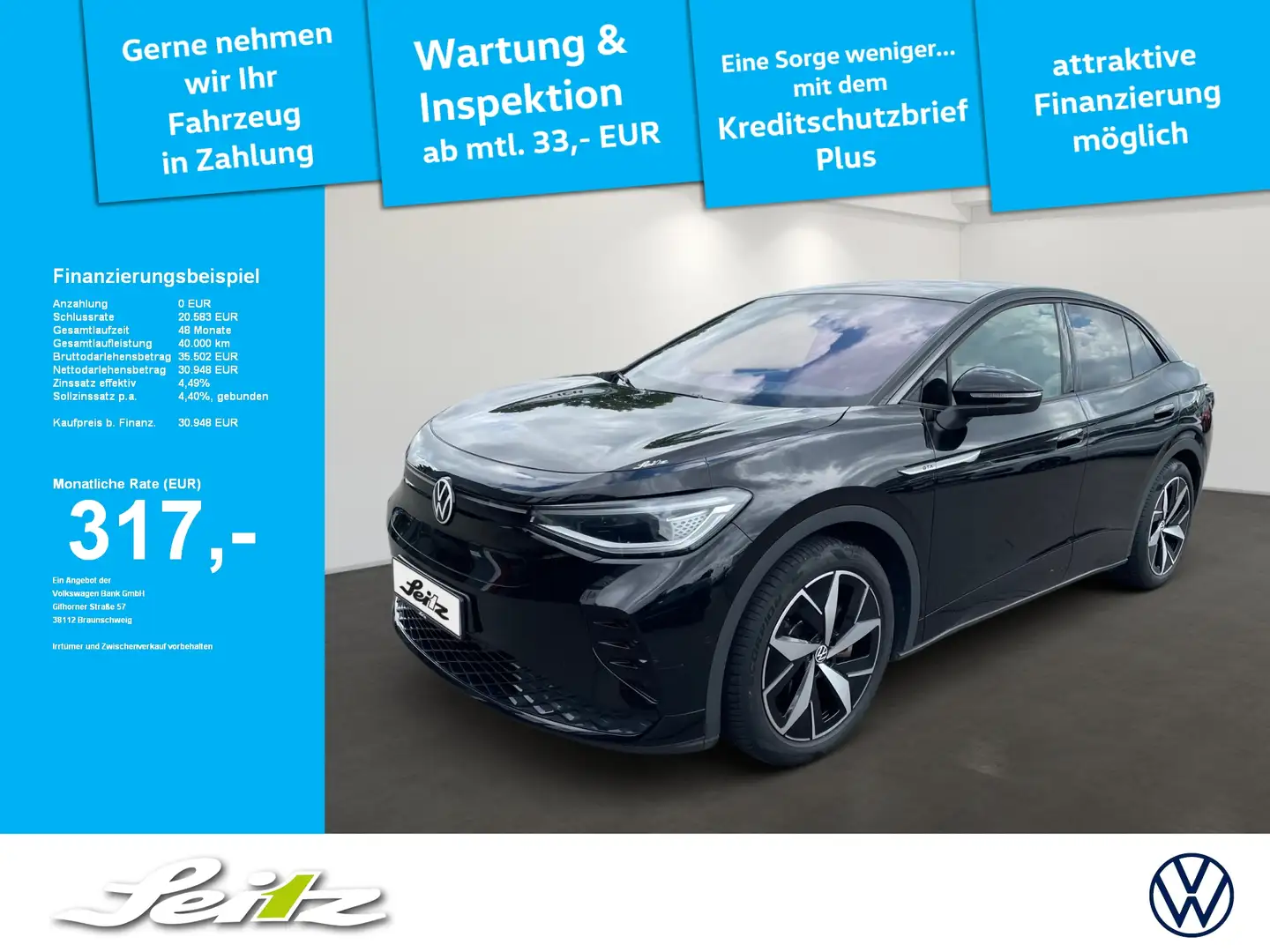 Volkswagen ID.5 4M GTX *AHK*MATRIX*KAMERA*NAVI*WÄRMEPUMPE* Schwarz - 1