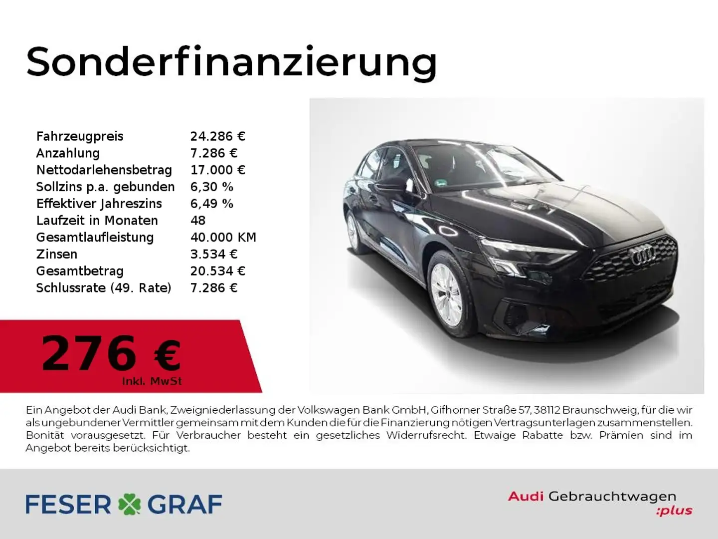 Audi A3 40 TFSI e S tronic Navi,LED,Kamera Schwarz - 1