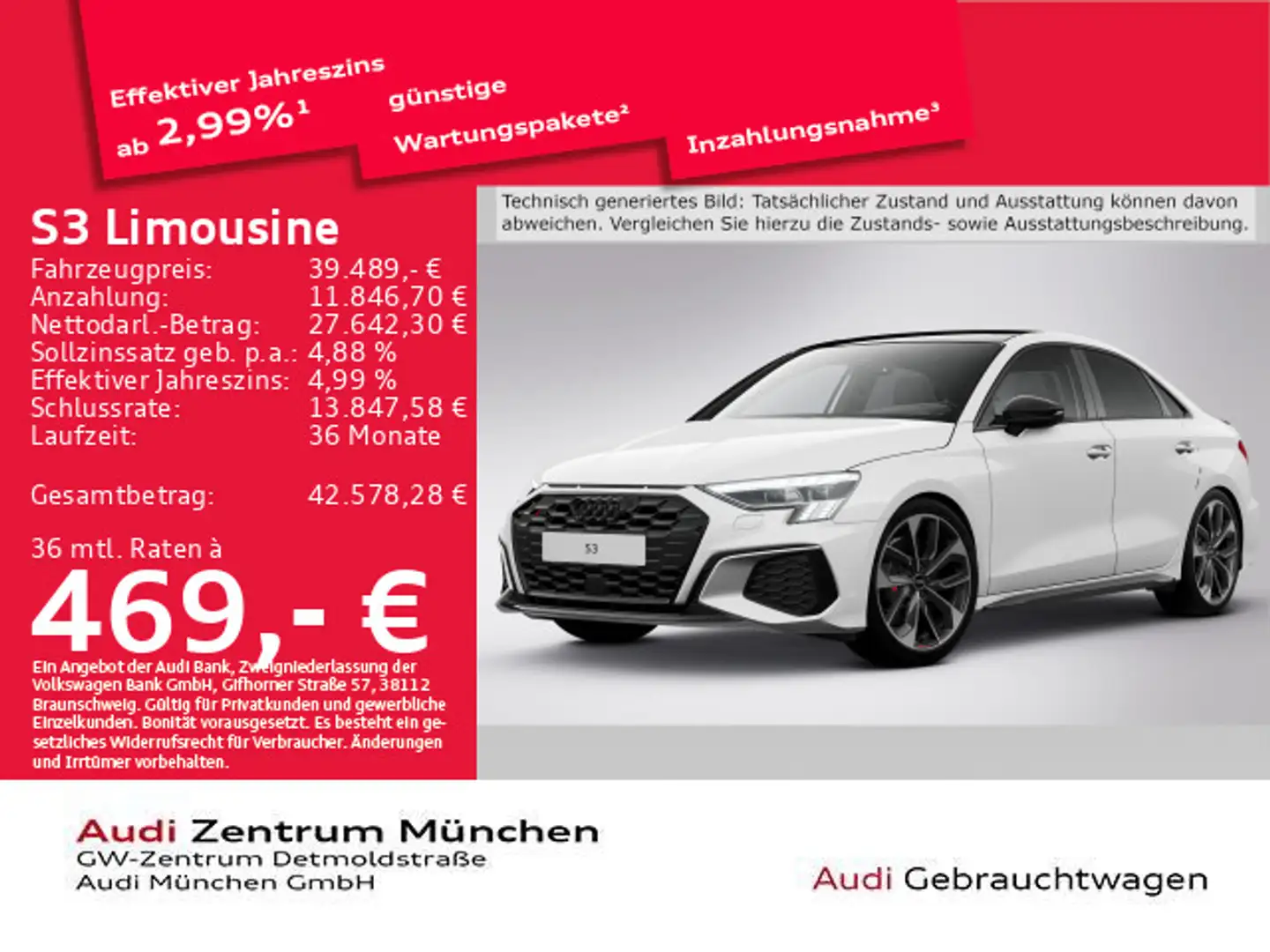 Audi S3 TFSI S tronic Pano/ACC/Virtual Weiß - 1