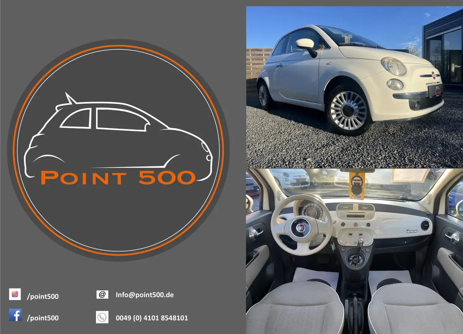 Fiat 500 Automatik 3Jahre Garantie inklusive!!! Weiß - 1