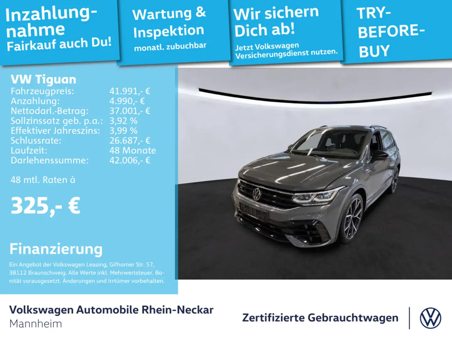 Volkswagen Tiguan R 2.0 TSI 4M LED Kamera Lederpaket "Nappa Grau - 1