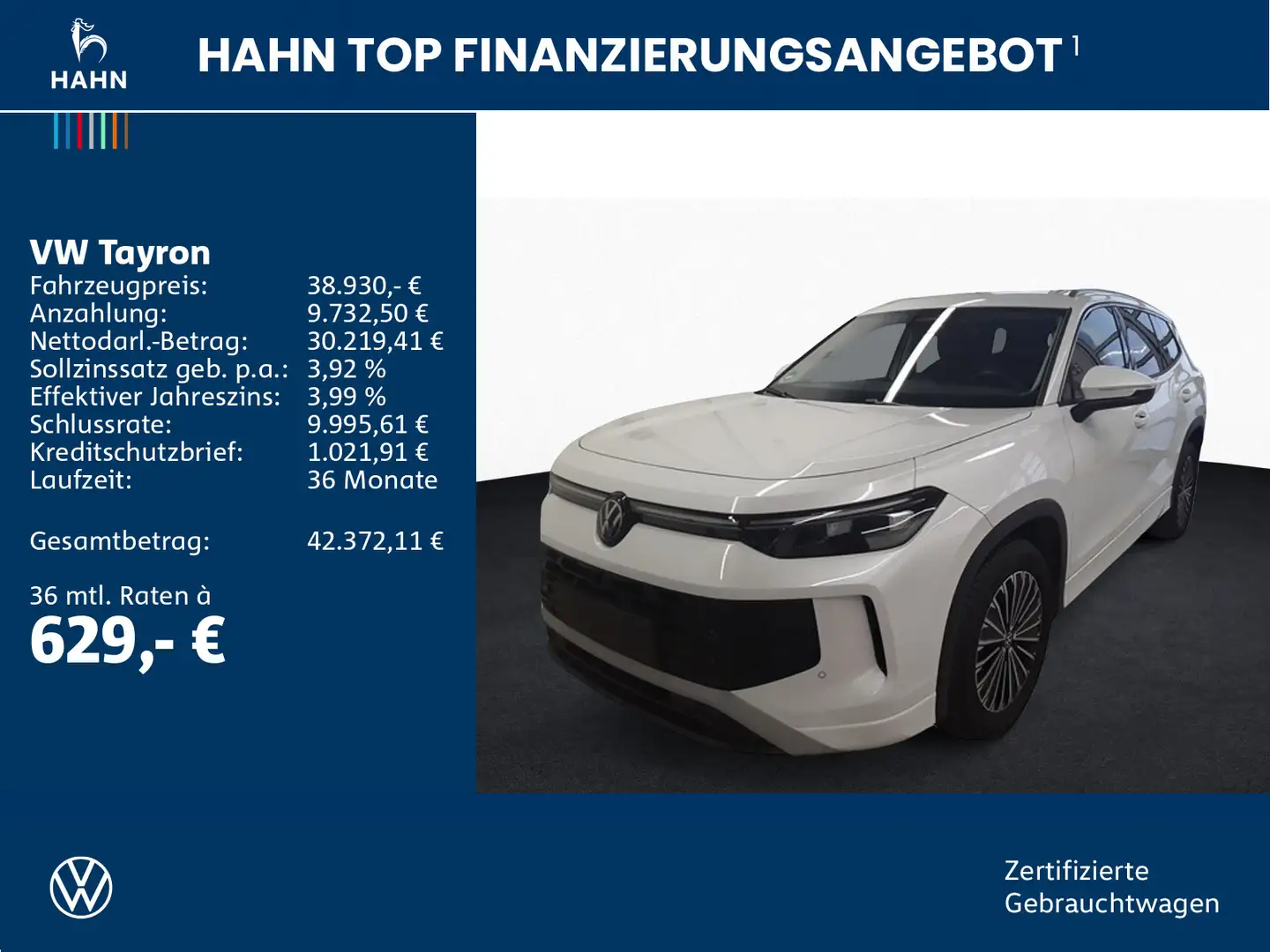 Volkswagen Tayron 1.5eTSI DSG Life LED AHK ACC APP Sitzhzg Weiß - 2