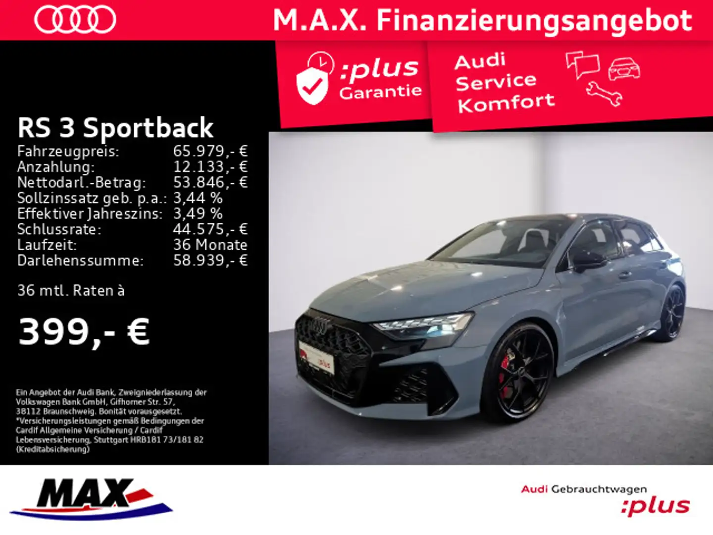 Audi RS3 RS3 Sportback QUATTRO +MATRIX+WABEN+SONOS+PANO+ Gris - 1