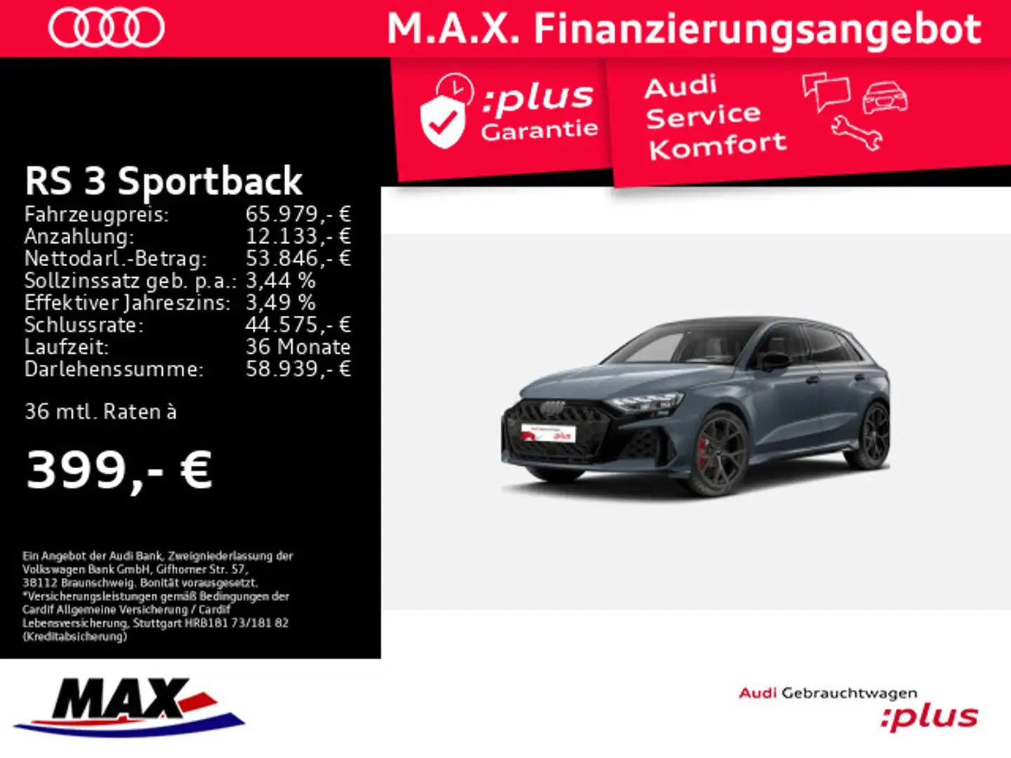 Audi RS3 RS3 Sportback QUATTRO +MATRIX+WABEN+SONOS+PANO+ Grau - 1