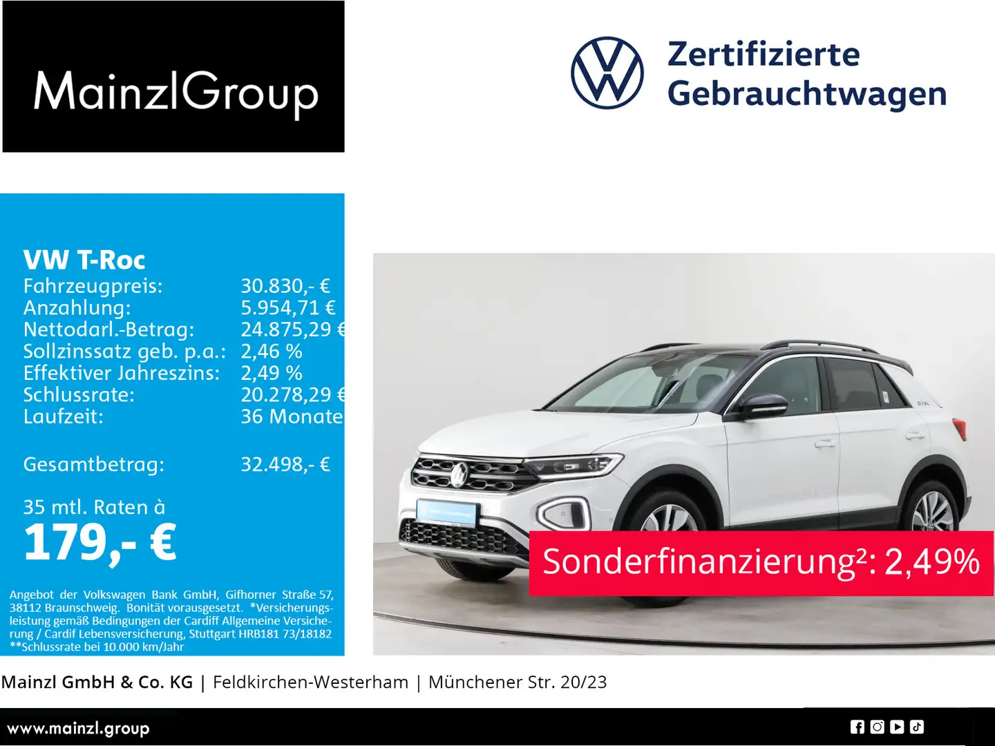 Volkswagen T-Roc 2.0 TDI DSG Goal AHK Keyless LED+ Kamera Weiß - 1