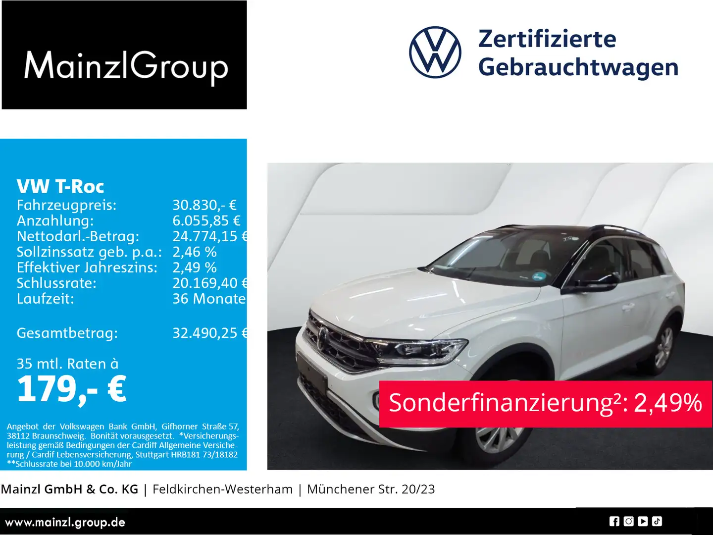 Volkswagen T-Roc 2.0 TDI DSG Goal AHK Keyless LED+ Kamera Weiß - 1