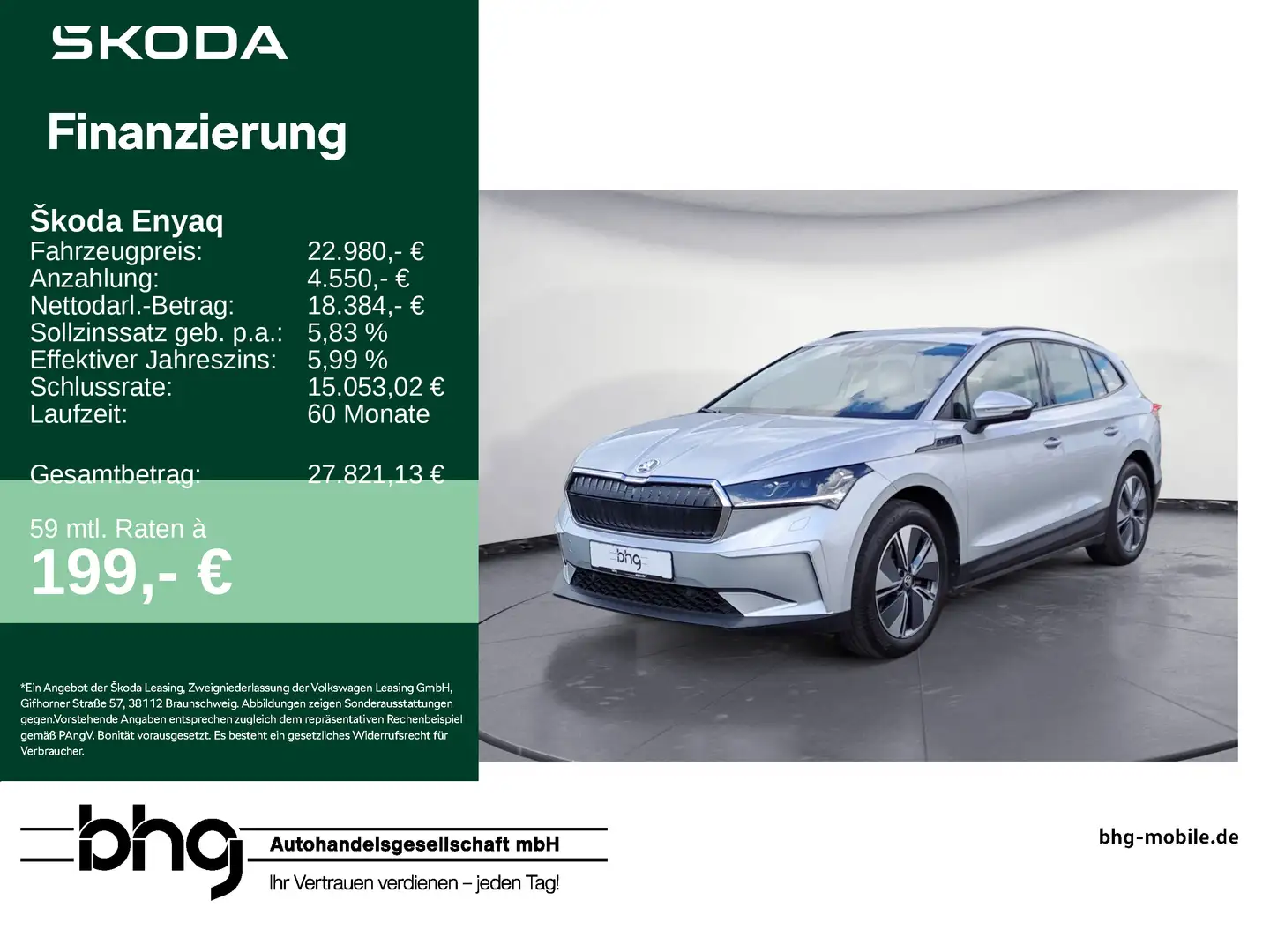 Skoda Enyaq iV 60 MatrixLED 3ZClimatronic Infotaiment Argent - 1