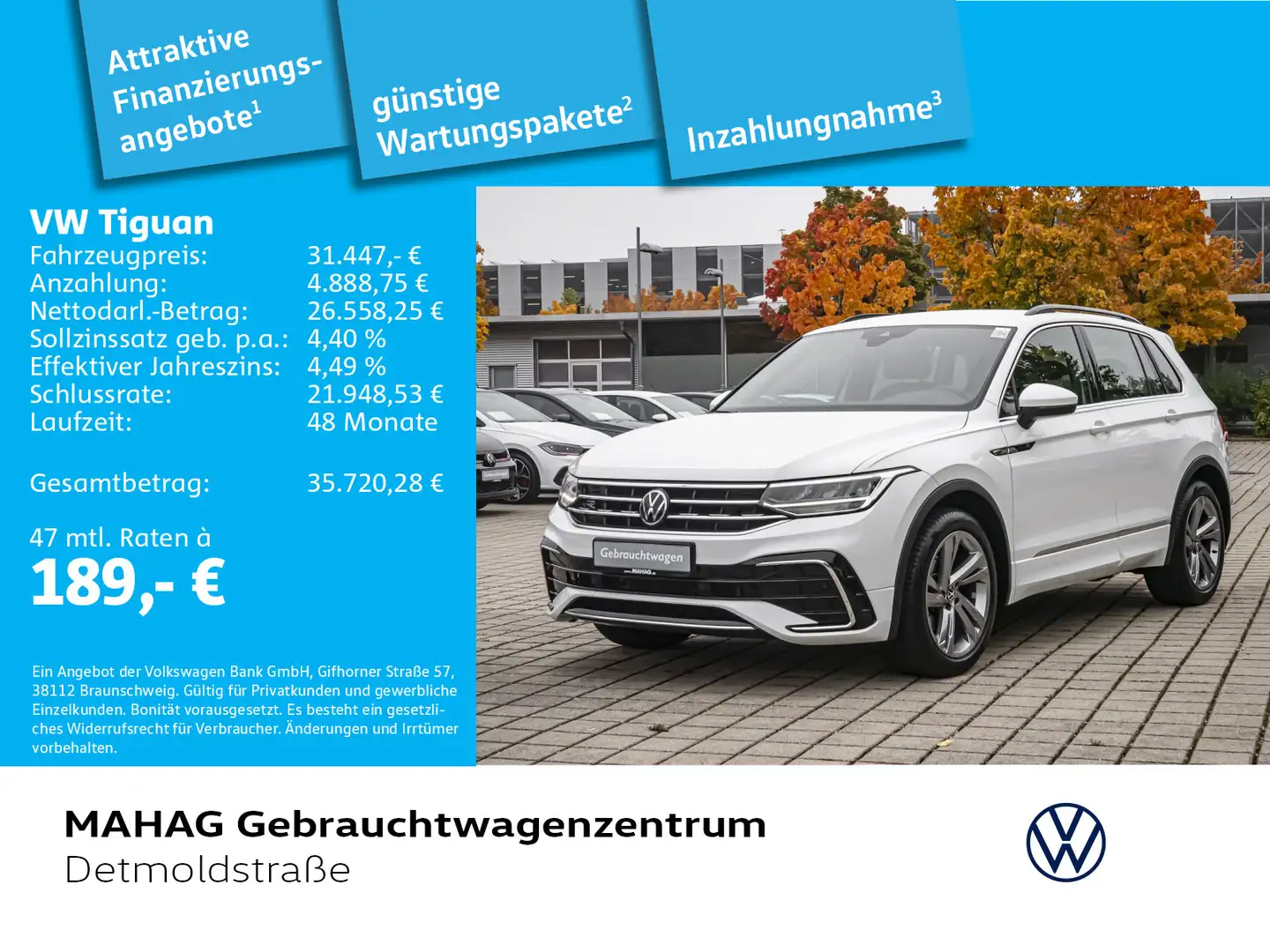 Volkswagen Tiguan R-Line 1,5 TSI LED Navi Standhz ParkPilot Weiß - 1