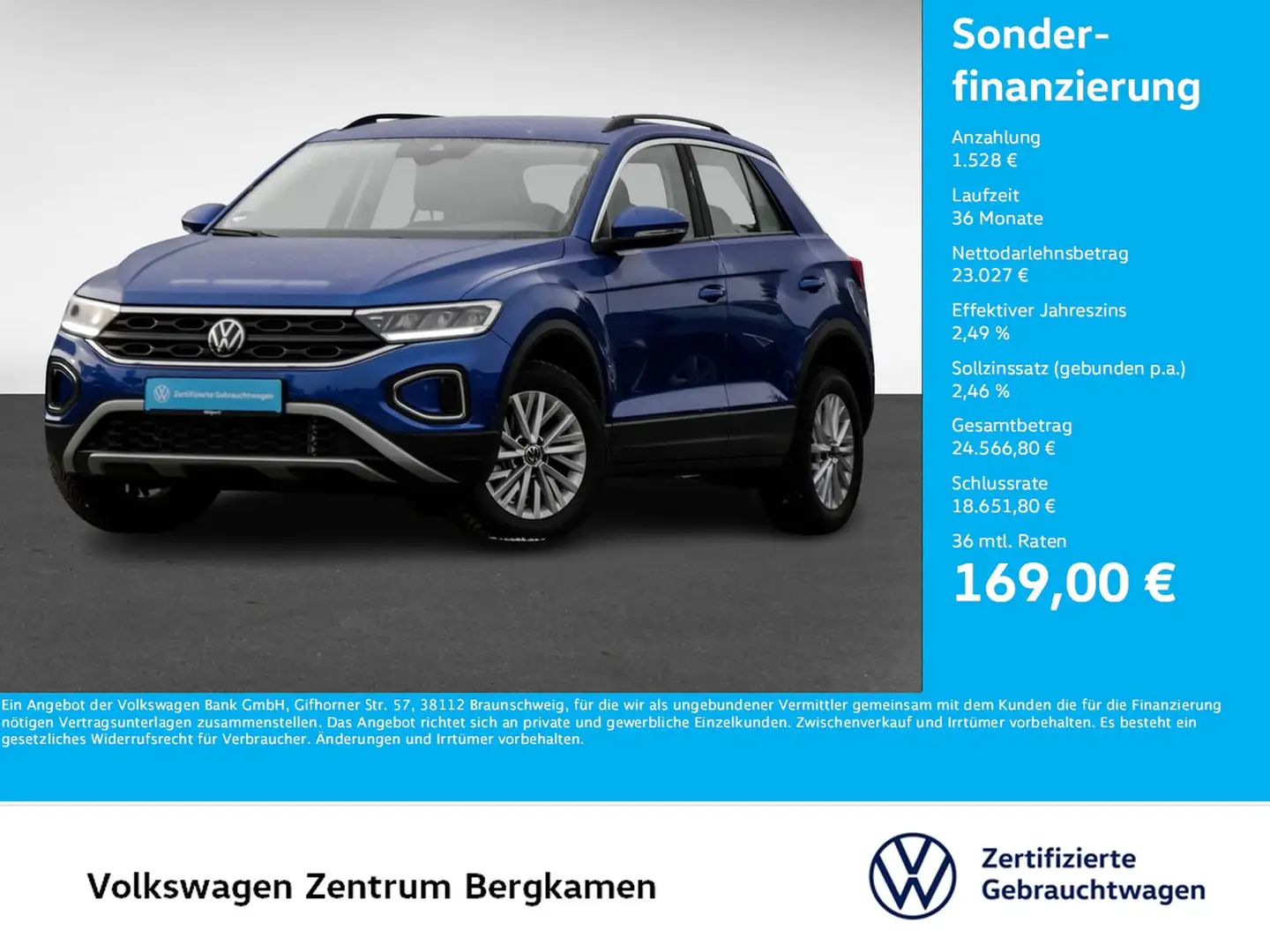 Volkswagen T-Roc 1.5 LIFE NAVI ALU CARPLAY SITZHEIZUNG LED Bleu - 1