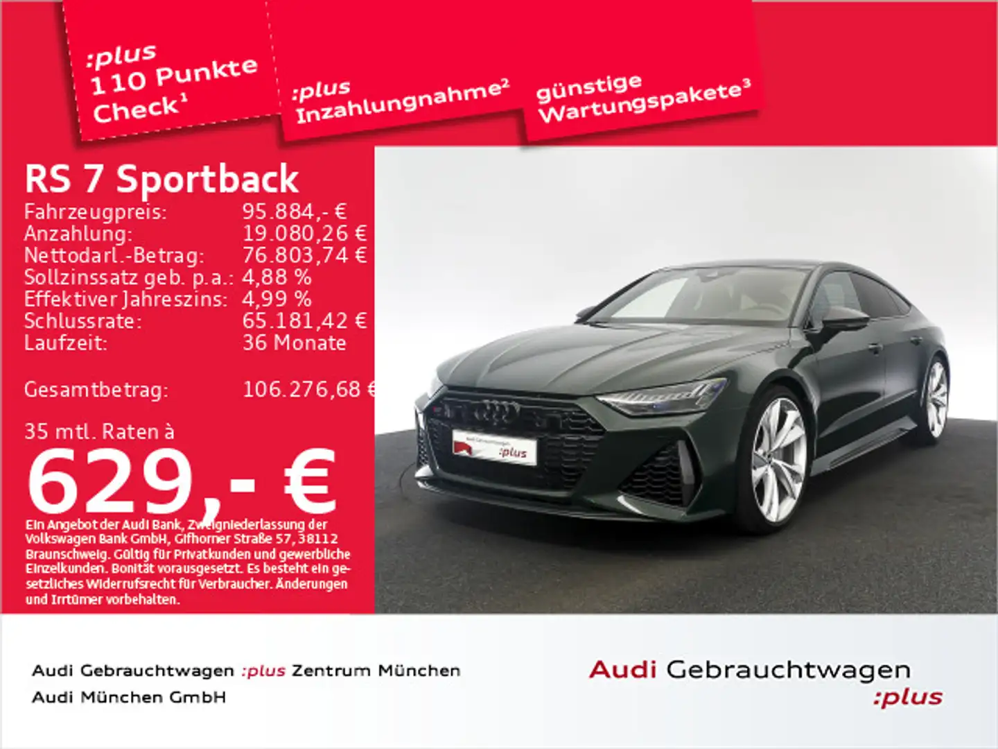 Audi RS7 RS7 Sportback Dynamik+/Keramik/Essentials/Laser Grün - 1