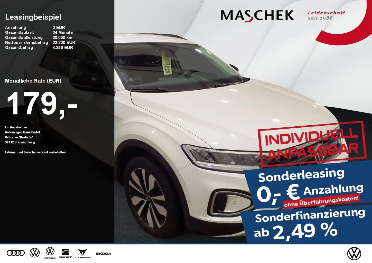 Volkswagen T-Roc Goal 1.0 TSI Navi ACC PDC Sitzh. LaneAssist Weiß - 1