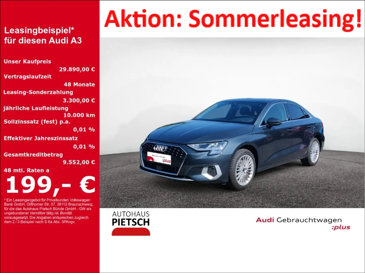 Audi A3 Limo 35 TFSI advanced SmartInter Sitzhzg Grigio - 1