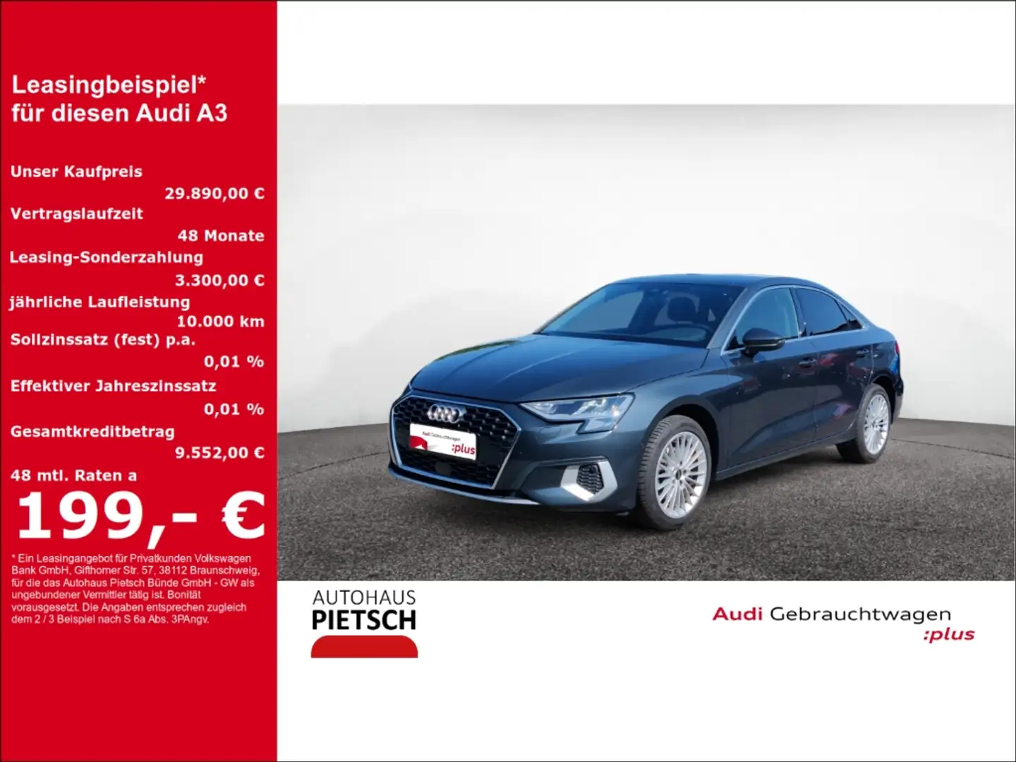 Audi A3 Limo 35 TFSI advanced SmartInter Sitzhzg Gris - 1