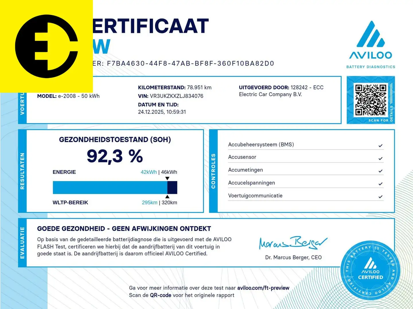 Peugeot e-2008 EV GT 50 kWh | SOH 92,3% | GT-LIne Blanc - 2