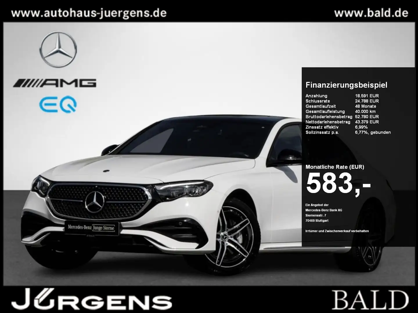Mercedes-Benz E 300 e AMG-Sport/Pano/Super/Burm/AHK/Night/Dist Blanc - 1