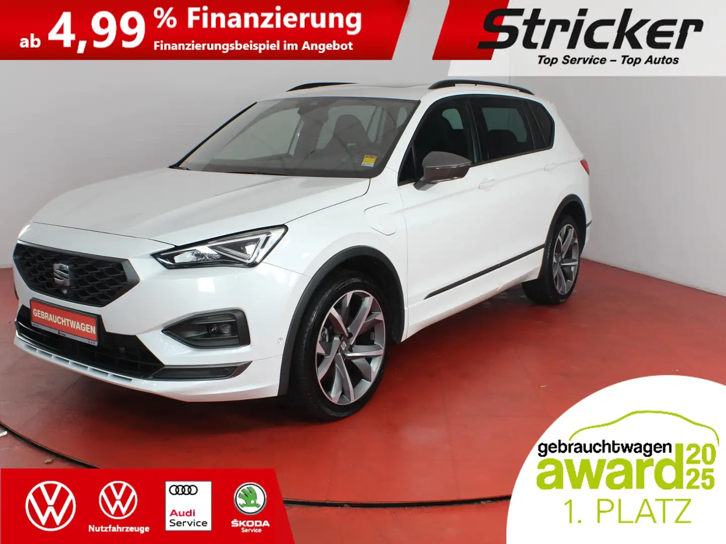 SEAT Tarraco FR 1.4TSI e-Hybrid 380,-ohne Anzahlung AHK Pano Weiß - 1