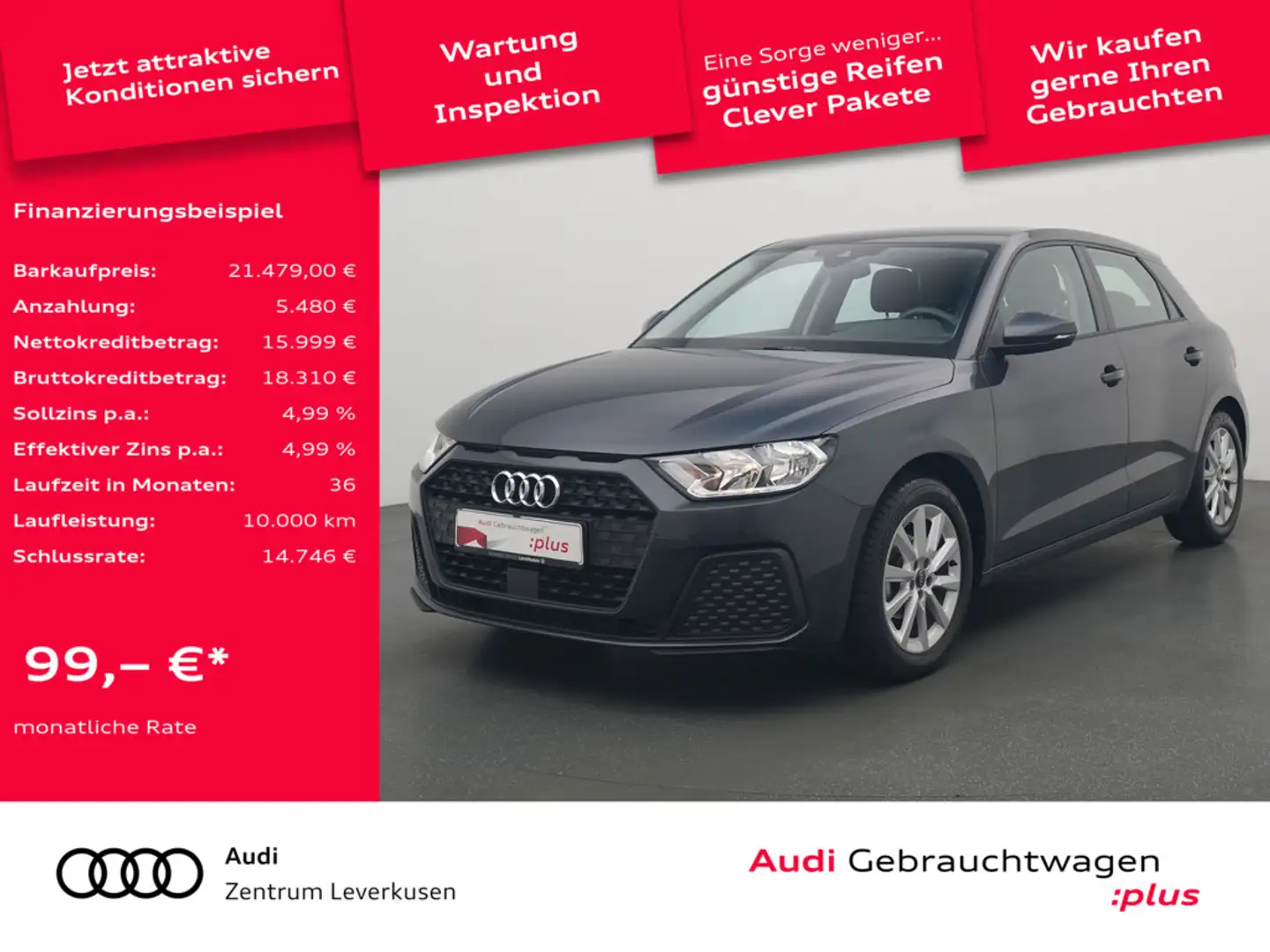 Audi A1 Sportback VIRT CARPLAY SHZ AHK PORT NAVI Grau - 1