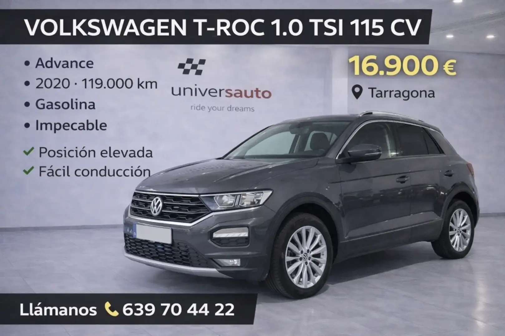 Volkswagen T-Roc 1.0 TSI Advance Style Gris - 1