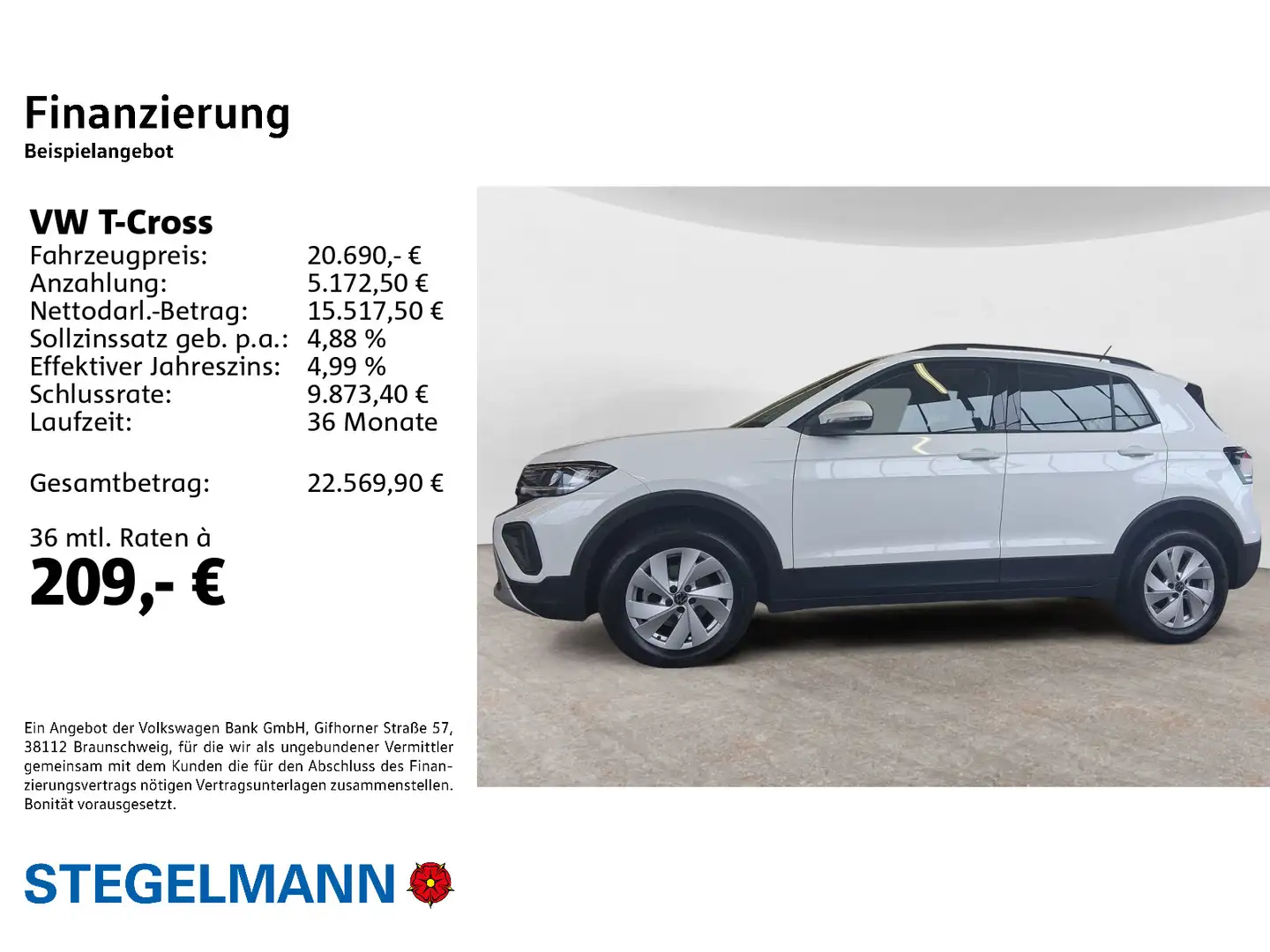 Volkswagen T-Cross 1.0 TSI Life *LED*Navi*+3J. Garantie* Blanc - 2