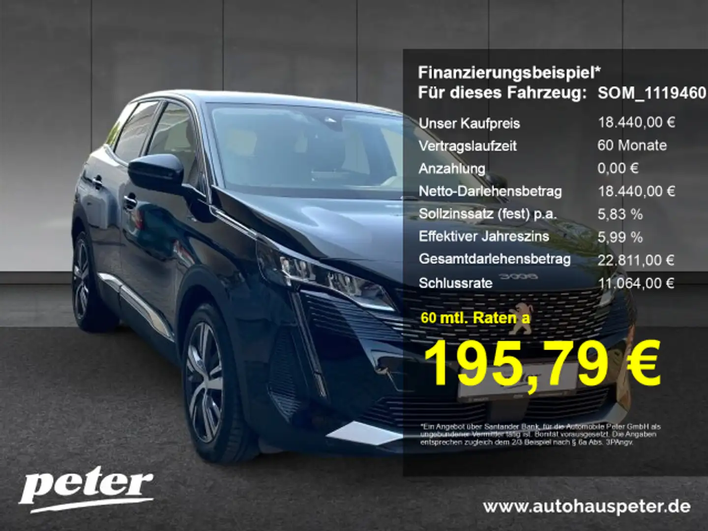 Peugeot 3008 3008 Allure Hybrid 225 Allure +Kamera+Navi+SHZ+ Noir - 1