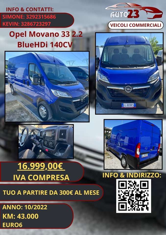 Opel Movano Opel Movano 33 2.2BlueHdi 140CV +Iva 22%
