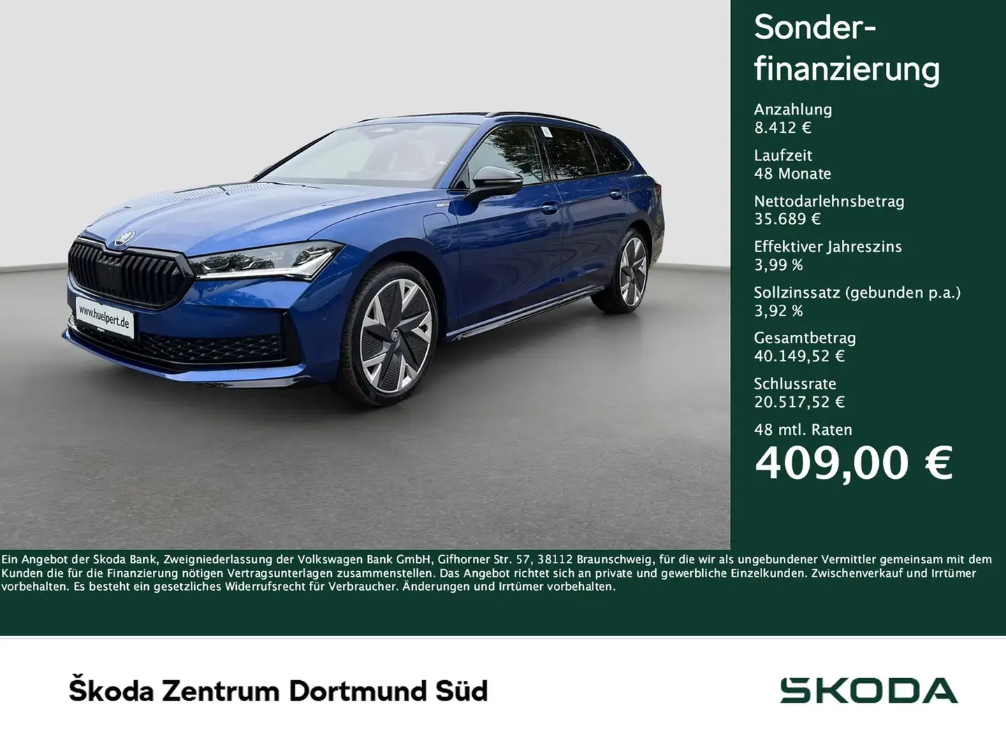 Skoda Superb Combi 1.5 iV SPORTLINE LEDER AHK LM19 Blauw - 1