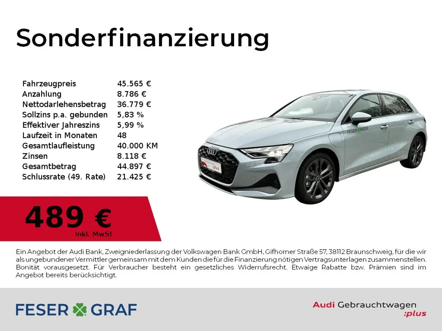 Audi A3 40 TFSI e LED/SHZ/Navi+/Kamera/ACC Grau - 1