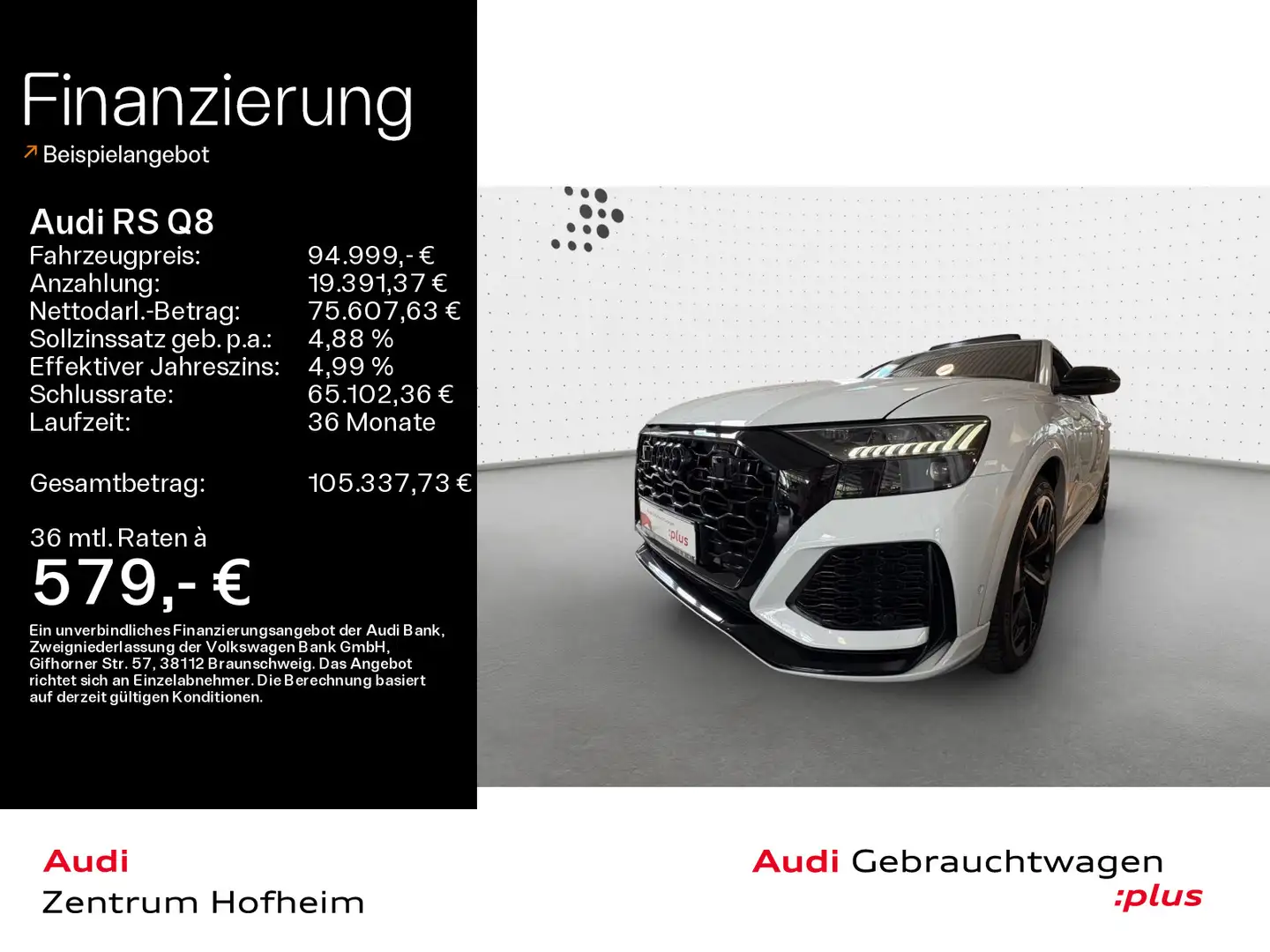 Audi RS Q8 441 tip*Air*305 km/h*Keramik*B&O*HUD*Pano* Weiß - 1