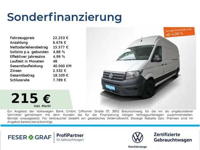 Volkswagen Crafter 2.0TDI Kasten LR Superhochd. 2xSchiebet.