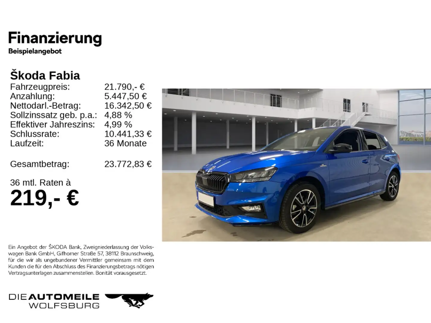 Skoda Fabia 4 1.0TSI DSG Monte Carlo KAM/LED/SITZHZ/PD Blau - 2