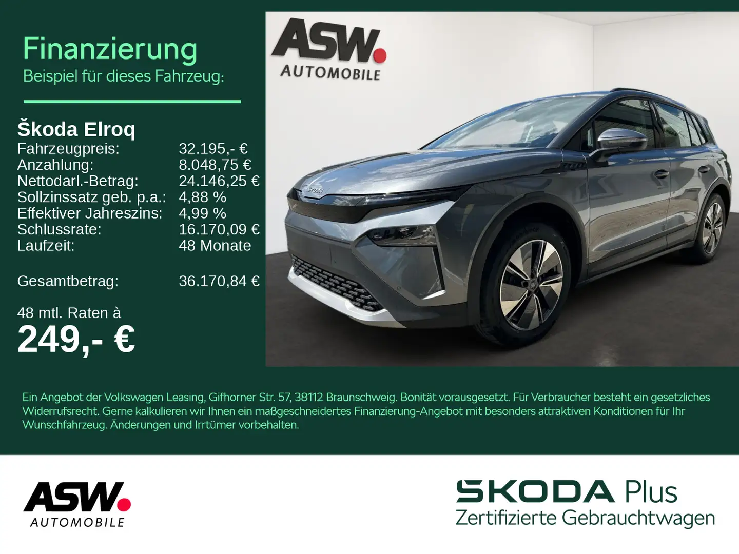 Skoda Elroq 50 Tour 125 kW Kamera PDC SHZ Navi AHK Gris - 1