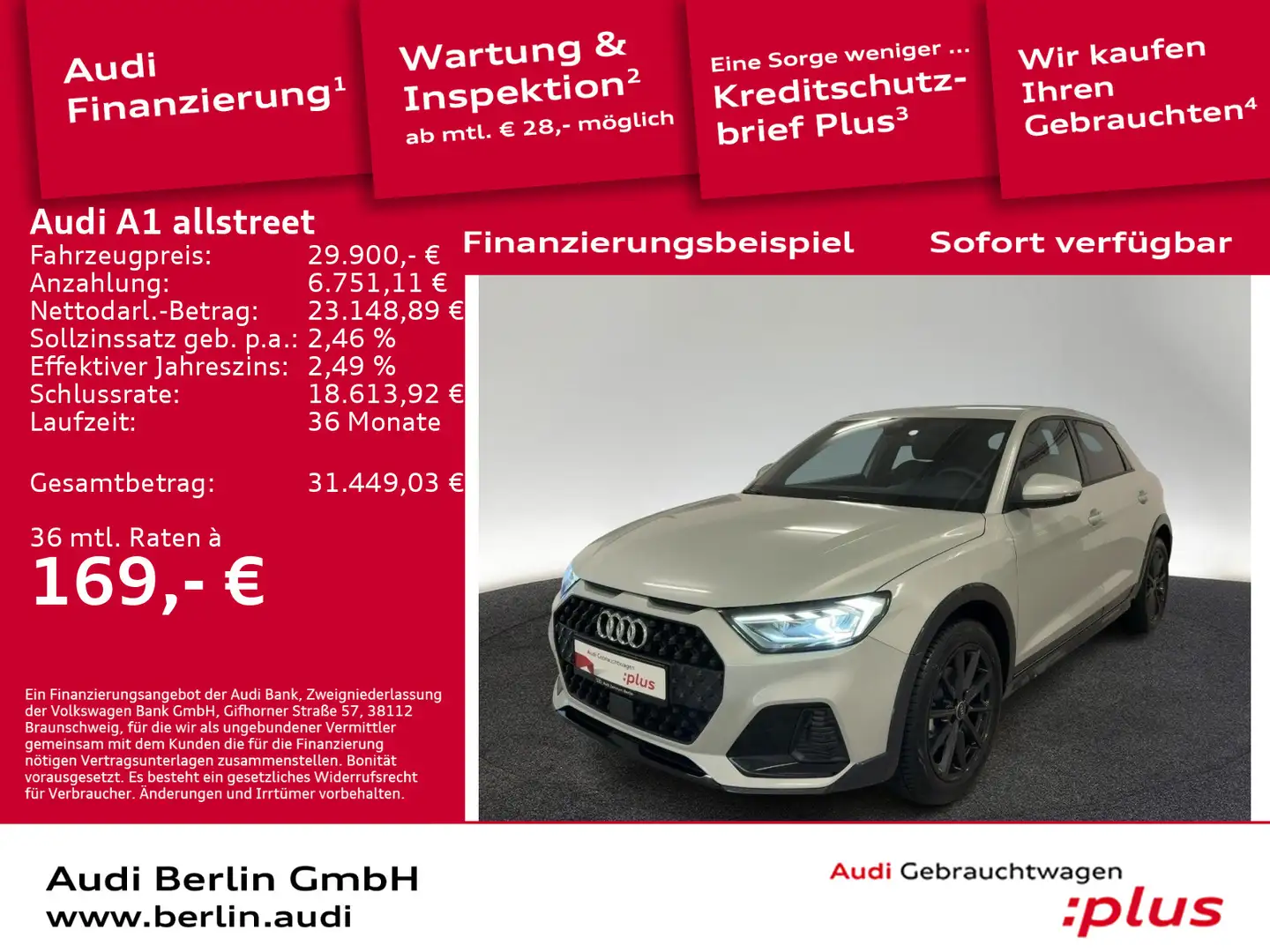 Audi A1 30 TFSI S tr. VIRTUAL PDC LED NAVI Silber - 1