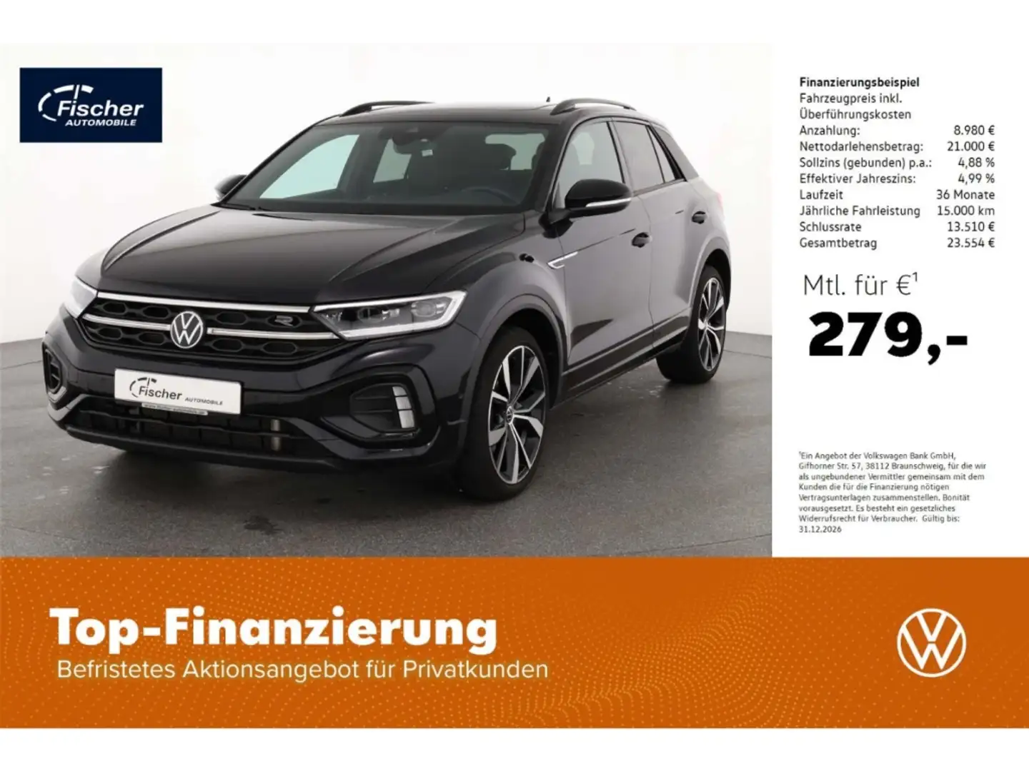 Volkswagen T-Roc 1.5 TSI R-Line Black Style DSG AHK/Matrix Schwarz - 1