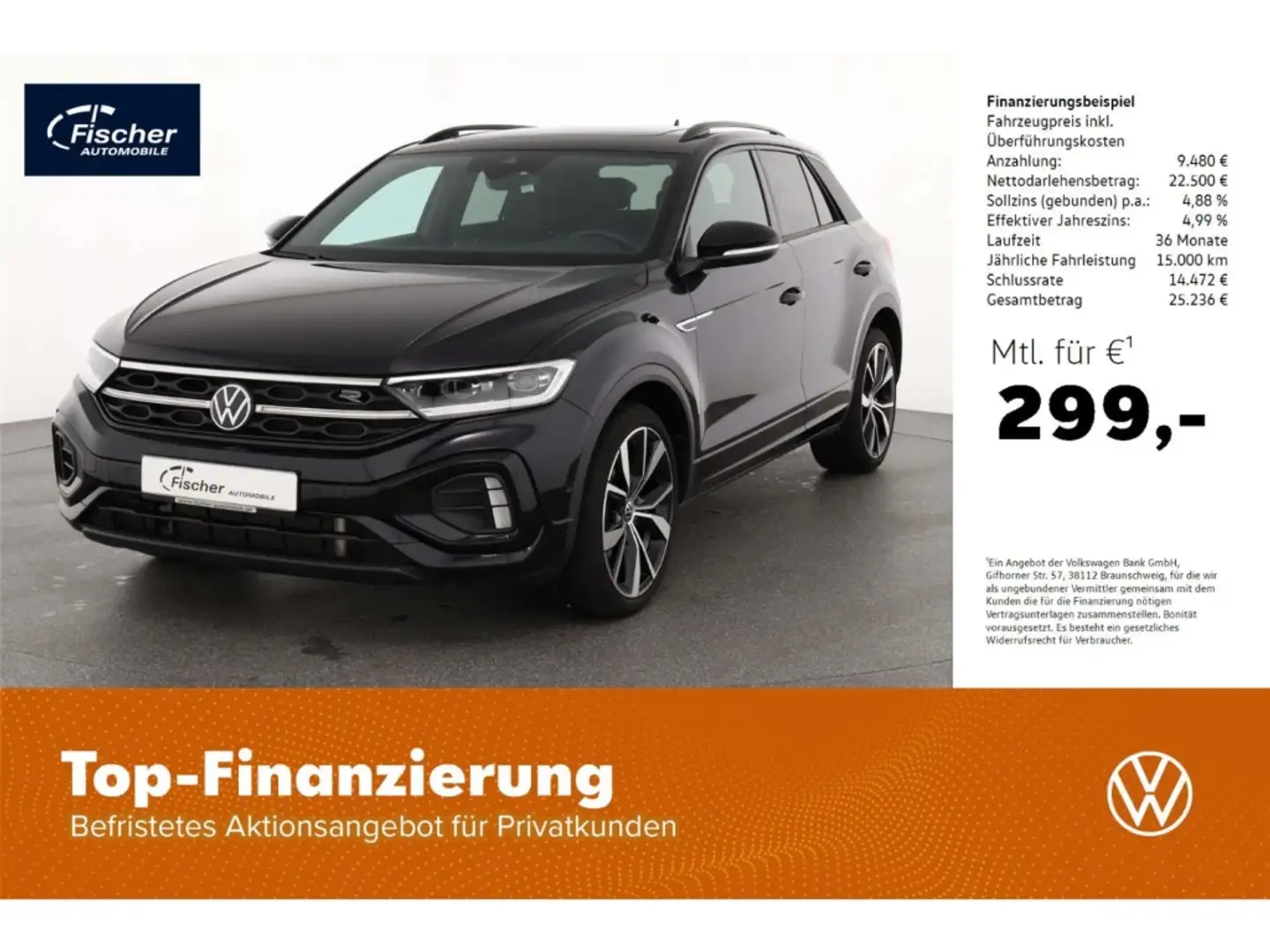 Volkswagen T-Roc 1.5 TSI R-Line Black Style DSG AHK/Matrix Schwarz - 1
