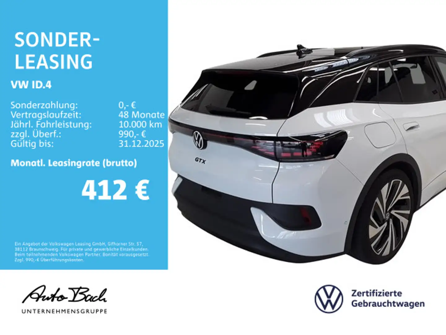 Volkswagen ID.4 GTX, Panoramadach, LED-Matrix, Navi, Area V Weiß - 2