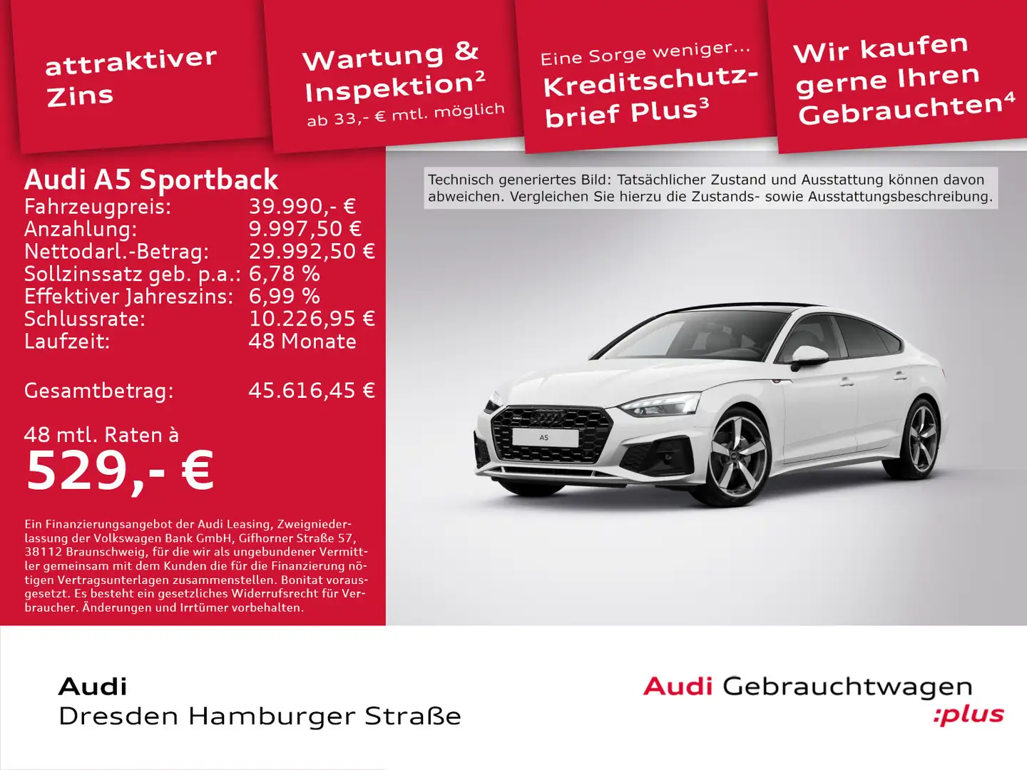 Audi A5 S line 40 TFSI quattro Pano Matrix Weiß - 1