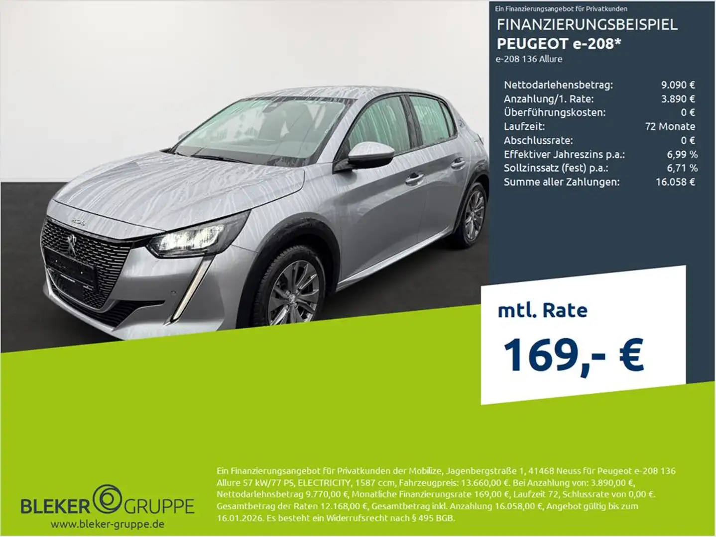Peugeot e-208 e-208 136 Allure Silber - 1