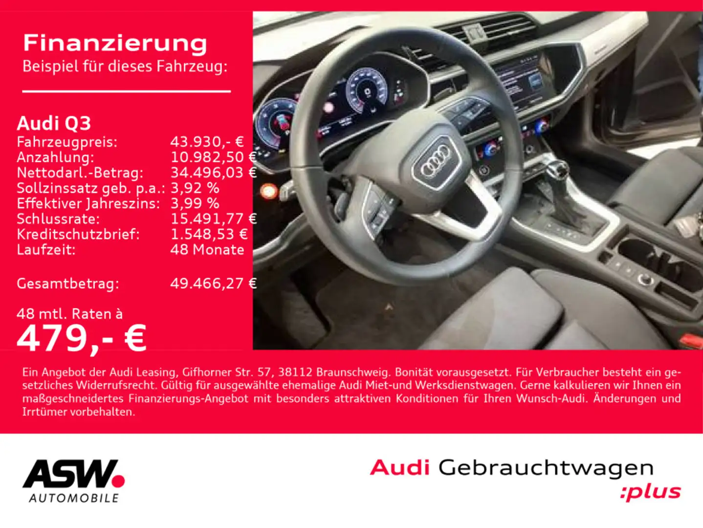 Audi Q3 SUV advanced 40TDI quattro NAVI LED RFK ACC Grau - 1