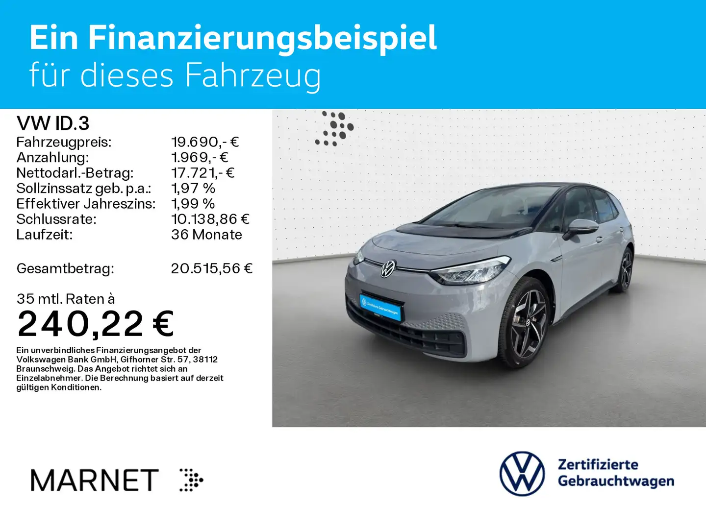 Volkswagen ID.3 Pure Performance*55 kWh* electric 110kW Grijs - 2