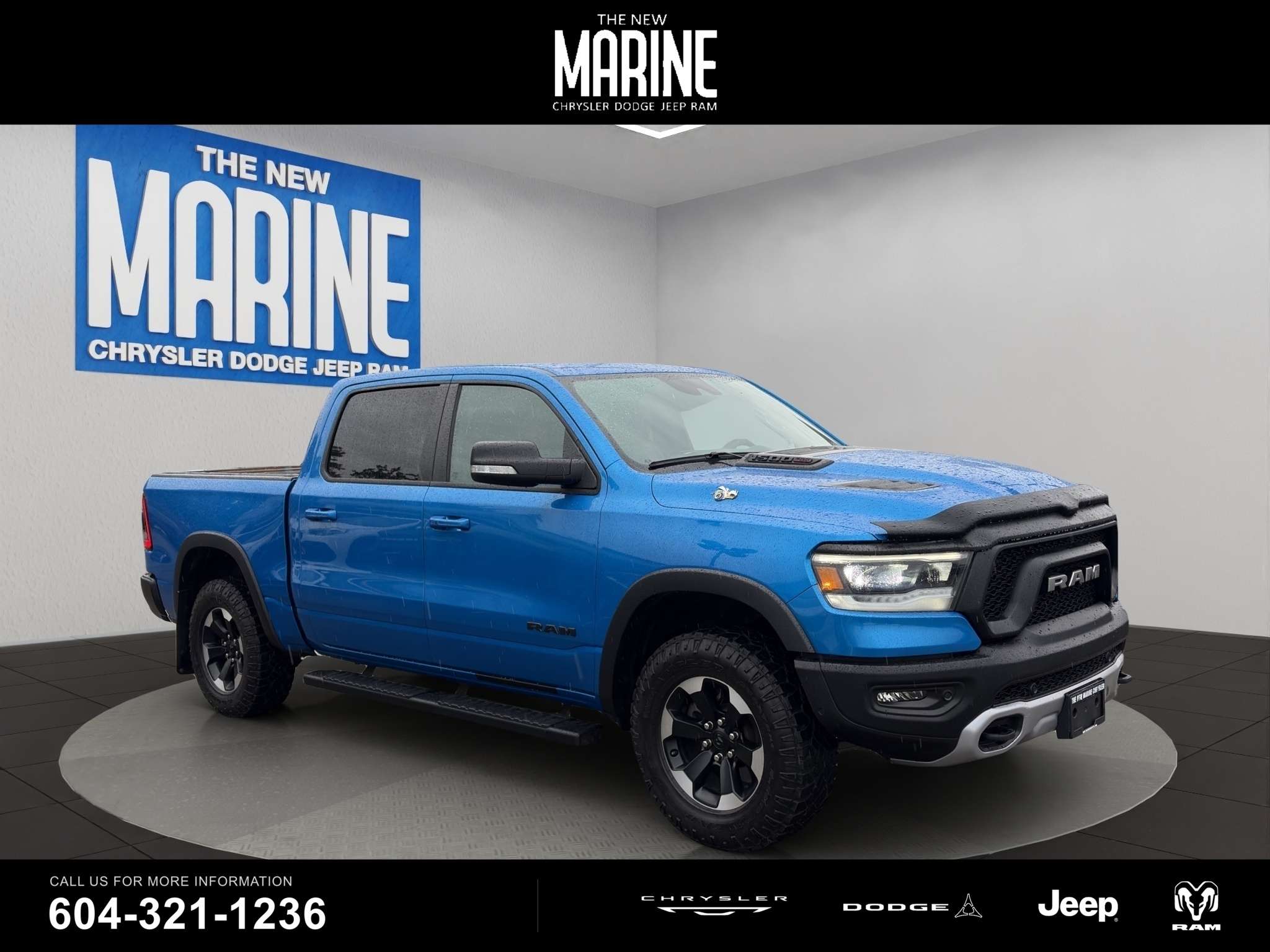 Blue 2022 RAM 1500 Pickup Truck Four-Wheel Drive 8-Speed Automatic