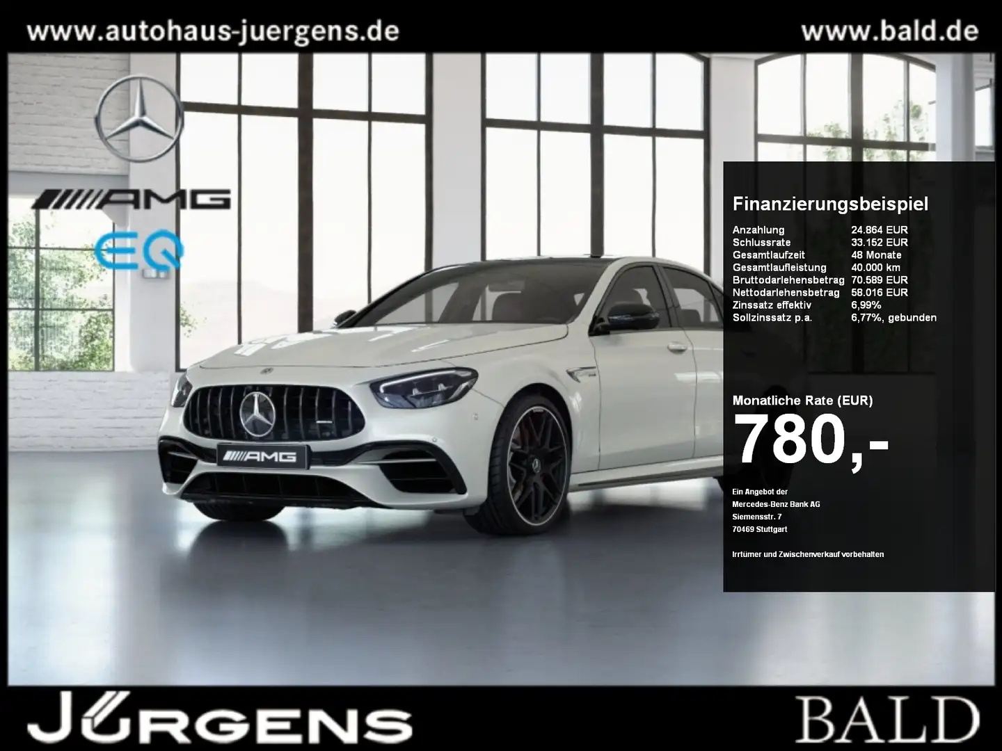 Mercedes-Benz E 63 AMG S 4M+ Vmax/Pano/Burm/Sitzklima/HUD/20' Weiß - 1