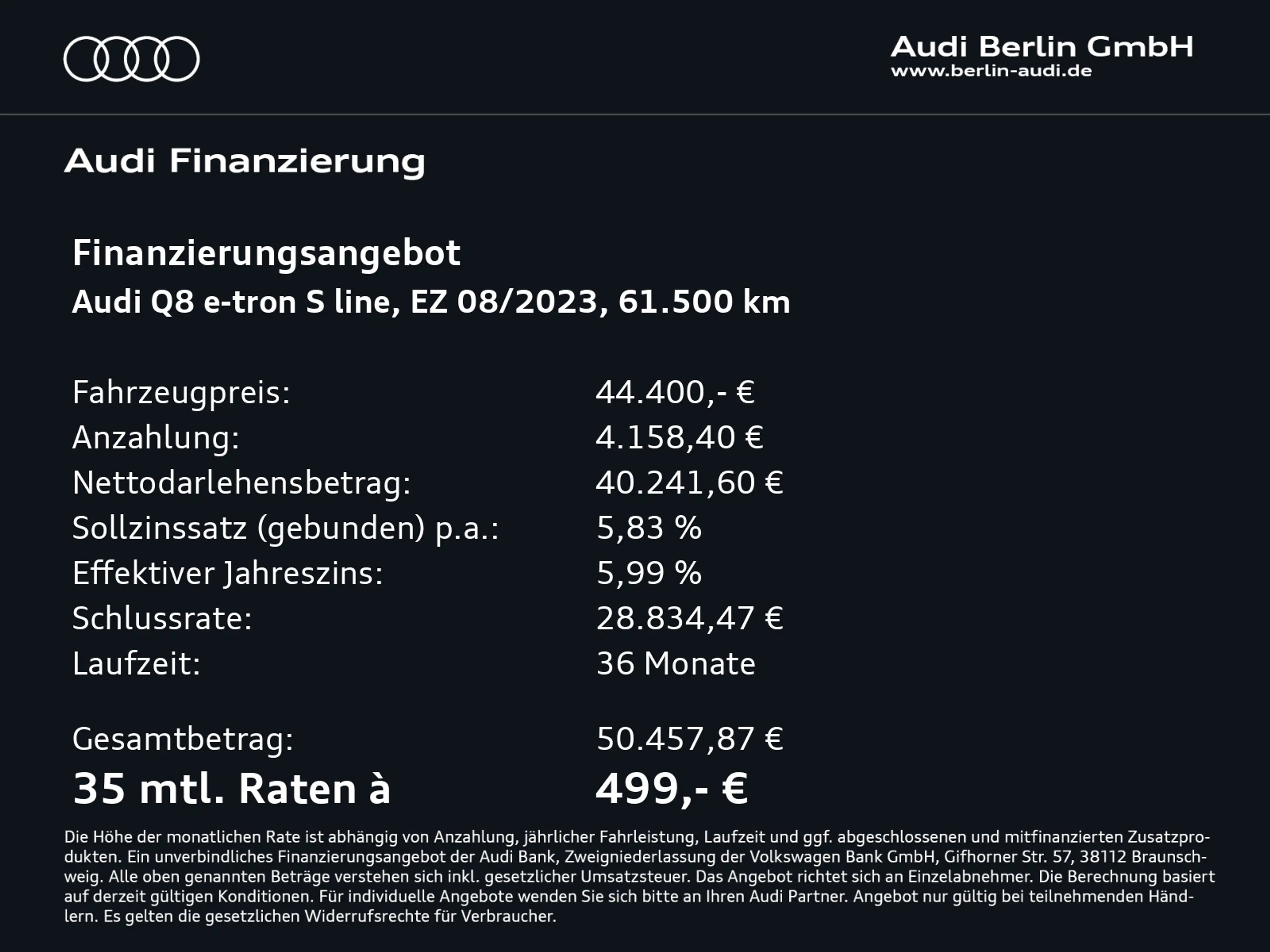 Audi Q8 e-tron S line 50 qu. AHK MATRIX 360°K VIRTUAL — photo 4